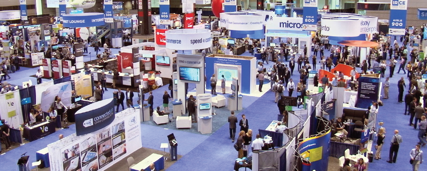 aerial view of tradeshow in progress