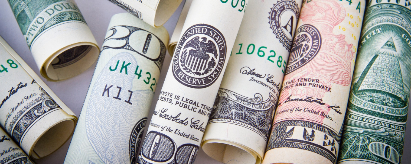 rolled up bills various denominations