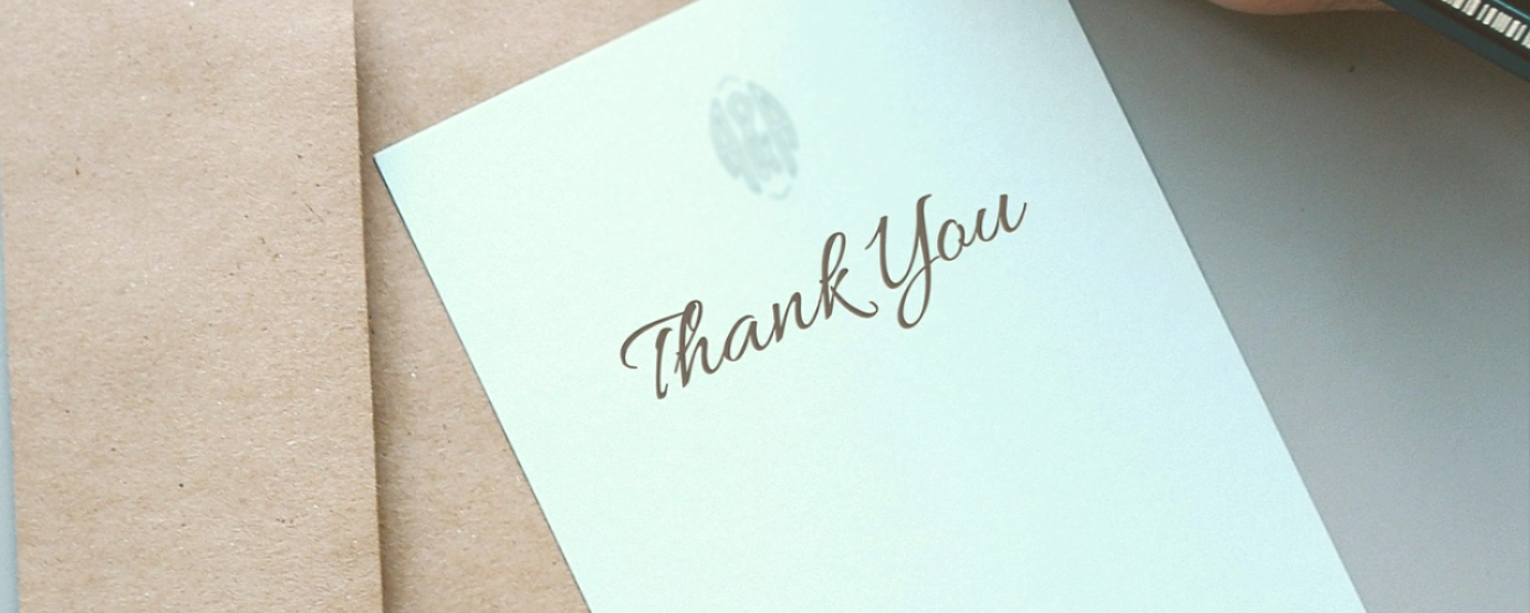 card with words Thank You