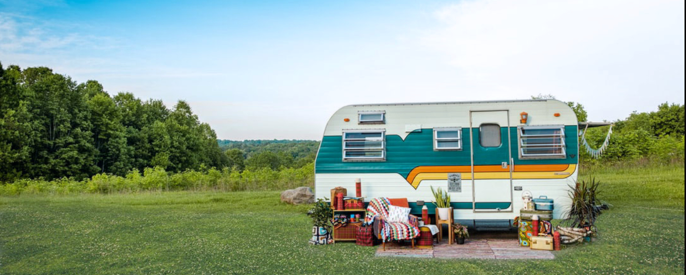 AI generated picture of colorful RV in meadow