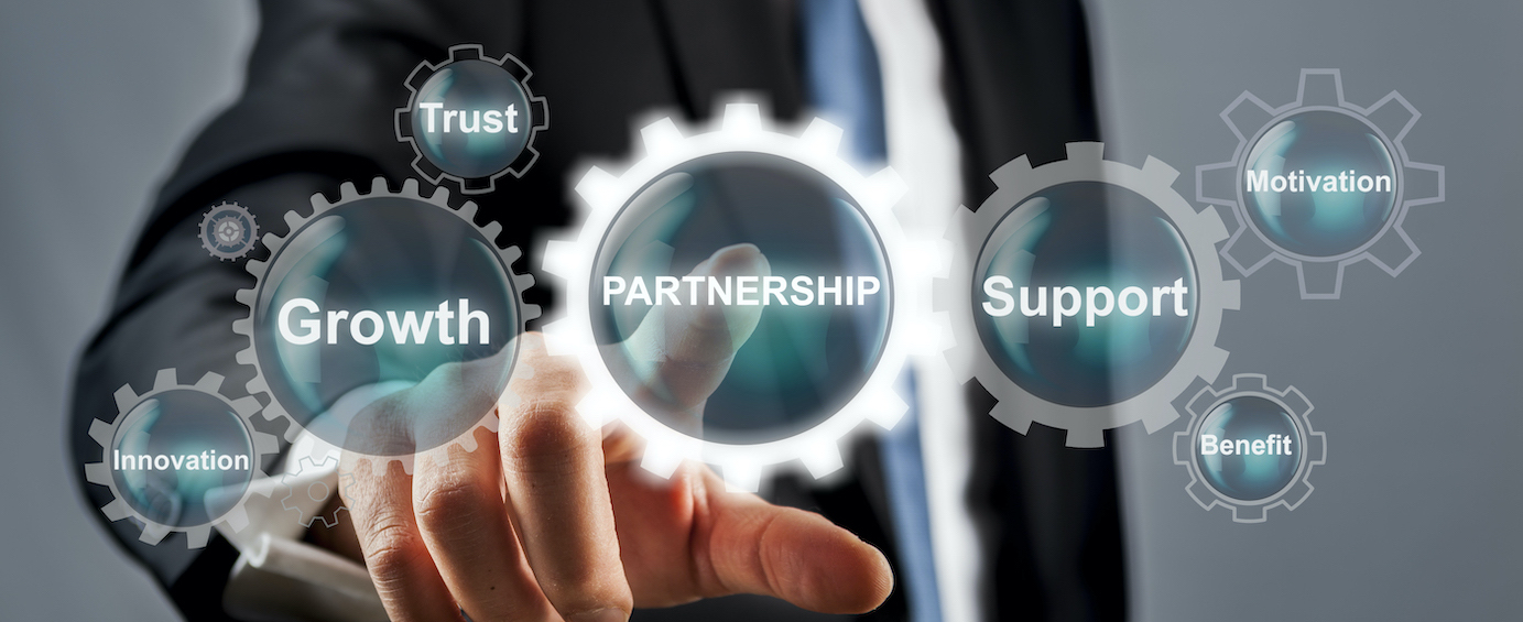 Partnership concept solution on visual screen